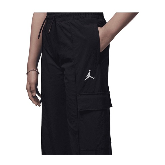 New Jordan Kids Black Cargo Pants Wide Leg Drawstring Waist Jumpman Logo YMD $50 - Picture 1 of 12